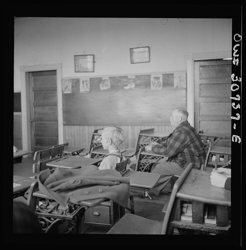 Buffalo Hill, Aroostook County, Maine. Congregational choir services held in one-room schoolhouse in isolated rural community