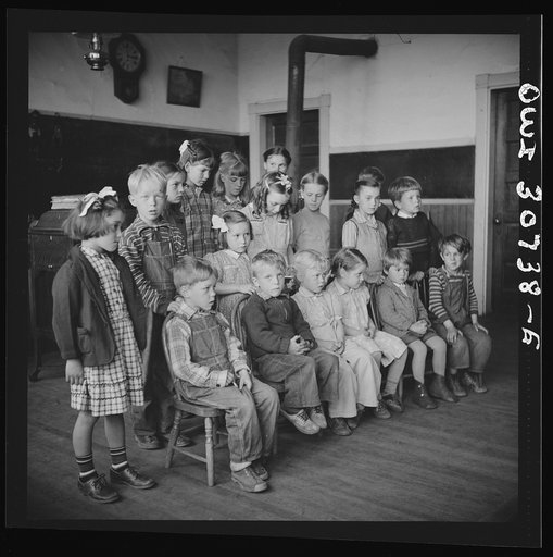 Buffalo Hill, Aroostook County, Maine. Congregational choir services held in one-room schoolhouse in isolated rural community