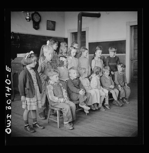 Buffalo Hill, Aroostook County, Maine. Congregational choir services held in one-room schoolhouse in isolated rural community