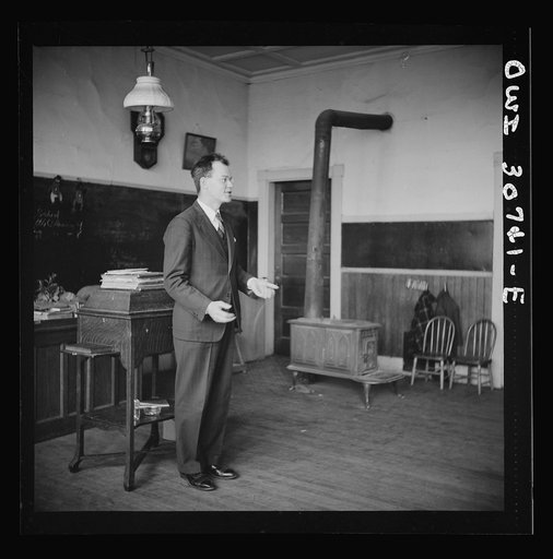 Buffalo Hill, Aroostook County, Maine. Congregational choir services held in one-room schoolhouse in isolated rural community