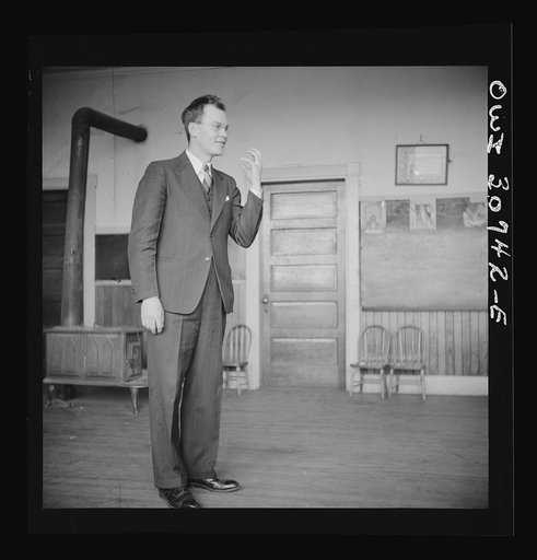 Buffalo Hill, Aroostook County, Maine. Congregational choir services held in one-room schoolhouse in isolated rural community