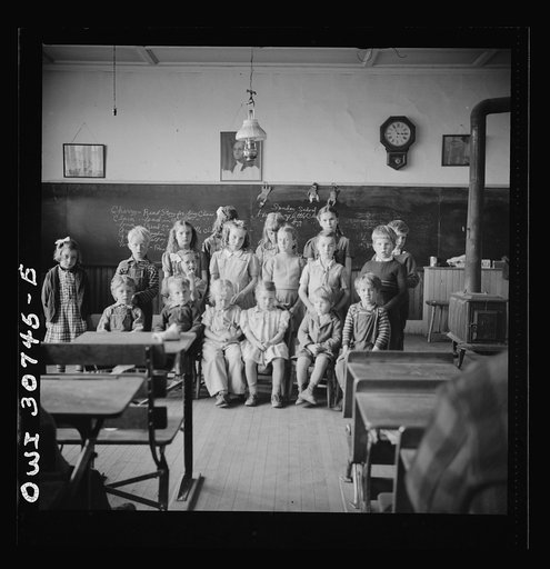 Buffalo Hill, Aroostook County, Maine. Congregational choir services held in one-room schoolhouse in isolated rural community