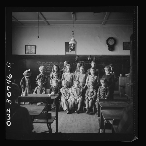 Buffalo Hill, Aroostook County, Maine. Congregational choir services held in one-room schoolhouse in isolated rural community