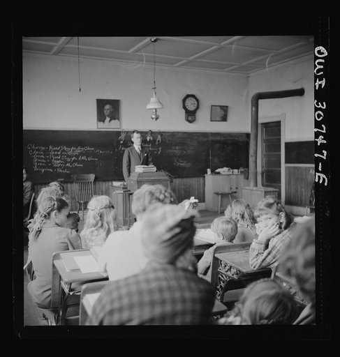 Buffalo Hill, Aroostook County, Maine. Congregational choir services held in one-room schoolhouse in isolated rural community