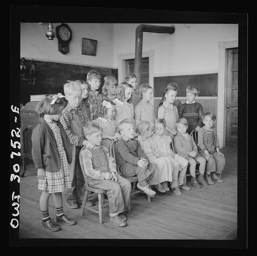 Buffalo Hill, Aroostook County, Maine. Congregational choir services held in one-room schoolhouse in isolated rural community