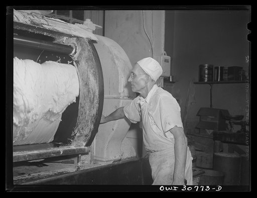 Jacob Butkeraits, Lithuanian production manager in a Lithuanian bakery, has been in this country for fifty years