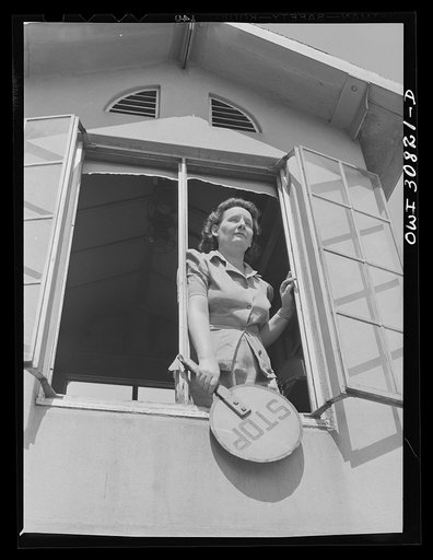 Untitled photo, possibly related to: Beaumont, Texas. Lady who operates block signals for a railroad crossing