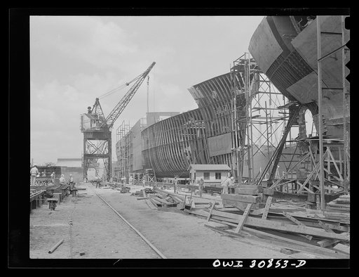 Beaumont, Texas. Hulls under construction on the working way. Pennsylvania shipyards
