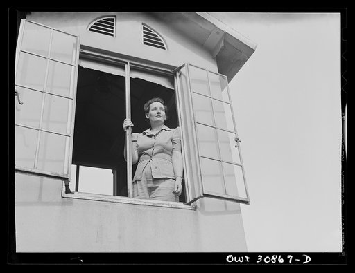 Untitled photo, possibly related to: Beaumont, Texas. Lady who operates block signals for a railroad crossing