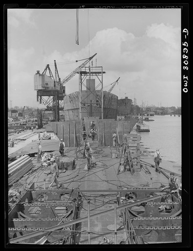 Beaumont, Texas. Hulls of cargo vessels under construction at the Pennsylvania shipyards