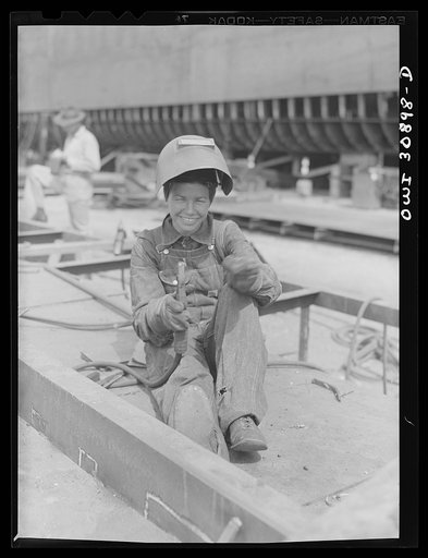 Beaumont, Texas. Woman welder at the Pennsylvania shipyards