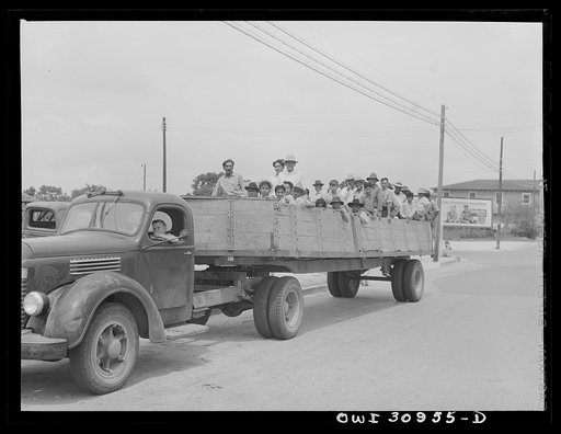 Untitled photo, possibly related to: Corpus Christi, Texas. Truckload of Mexican and Negro farm laborers