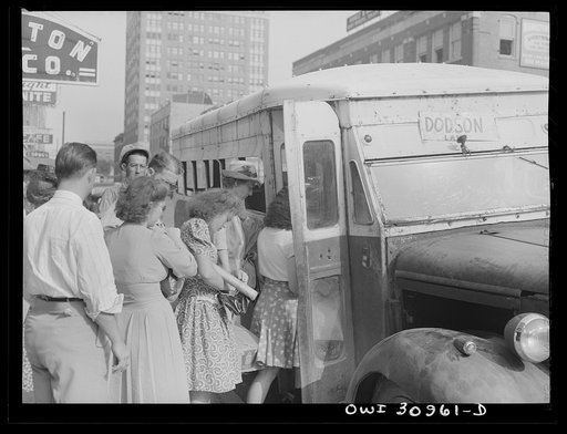Untitled photo, possibly related to: Houston, Texas. Boarding a bus