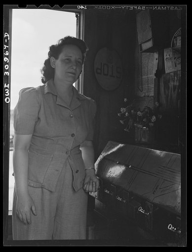 Untitled photo, possibly related to: Beaumont, Texas. Lady who operates block signals for railroad crossing