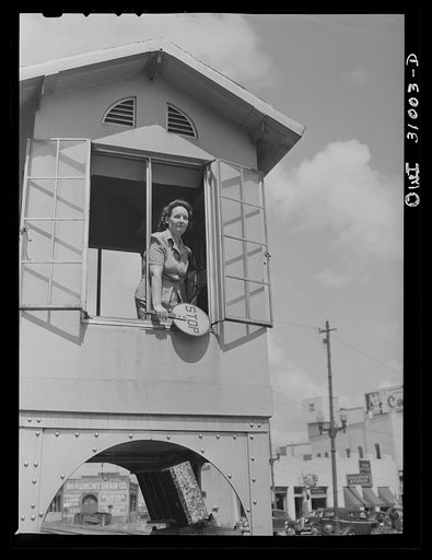 Beaumont, Texas. Lady who operated block signals for a railroad crossing