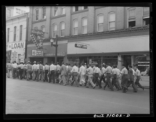 Houston, Texas. Inducted men marching to the reception center