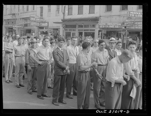 Houston, Texas. Inducted men marching to a reception center