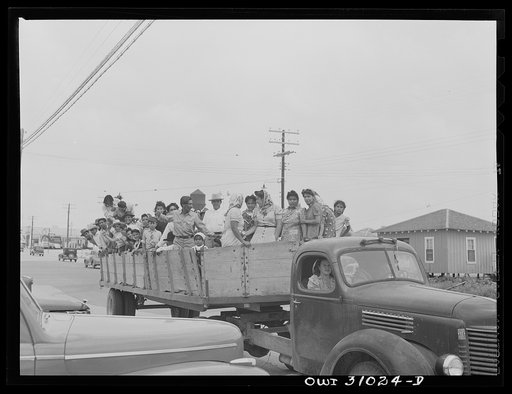 Untitled photo, possibly related to: Corpus Christi, Texas. Truckload of Mexican and Negro farm laborers
