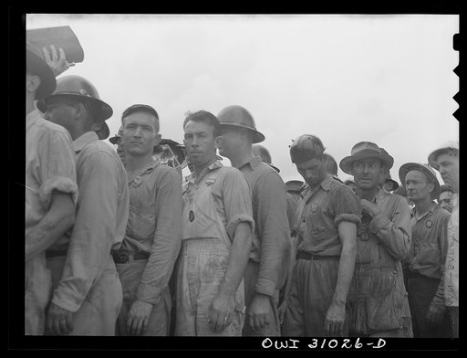 Untitled photo, possibly related to: Beaumont, Texas. Workers leaving the Pennsylvania shipyards at the change of shift