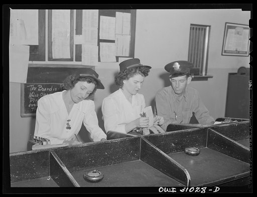 Untitled photo, possibly related to: Beaumont, Texas. Bus drivers' room at the city transit company