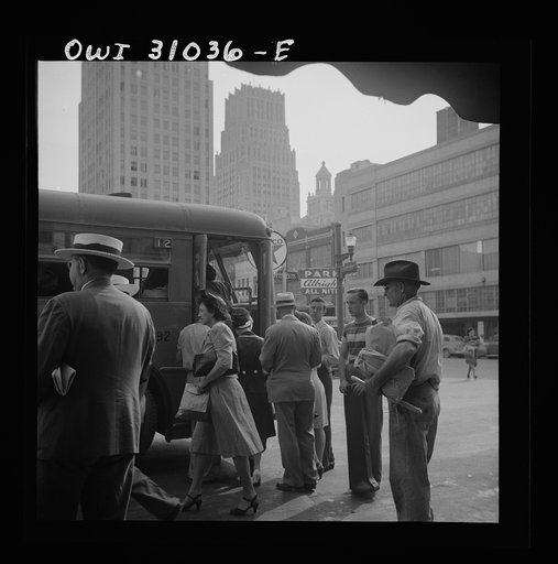 Houston, Texas. Boarding a bus