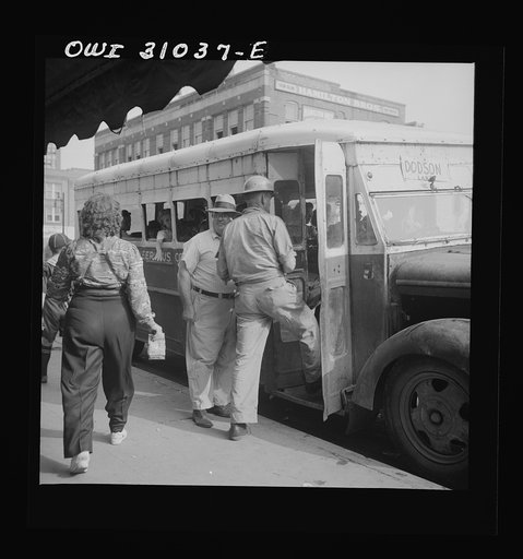 Untitled photo, possibly related to: Houston, Texas. Boarding a bus