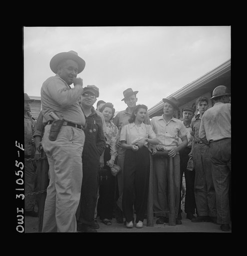 Untitled photo, possibly related to: Beaumont, Texas. Company guard at the Pennsylvania shipyards