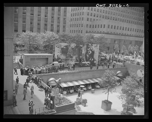 New York, New York. Nature of the Enemy exhibition, designed by the OWI (Office of War Information) and installed on the Plaza of Rockefeller Center