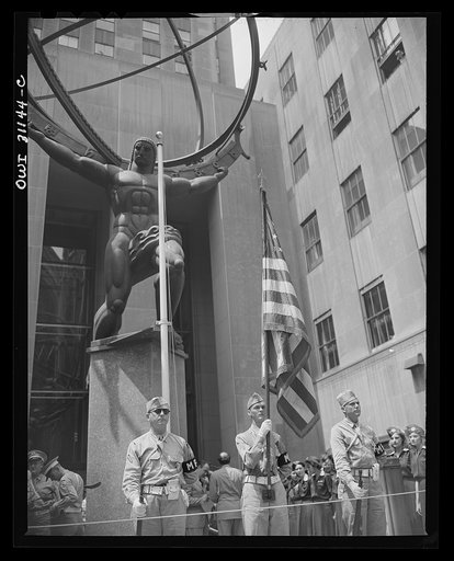 New York, New York. Four Freedoms war bond show on the plaza of the International Building at Rockefeller Center