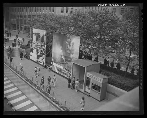 New York, New York. Nature of the enemy exhibition, designed by the Office of War Information and installed on the plaza of Rockefeller Center