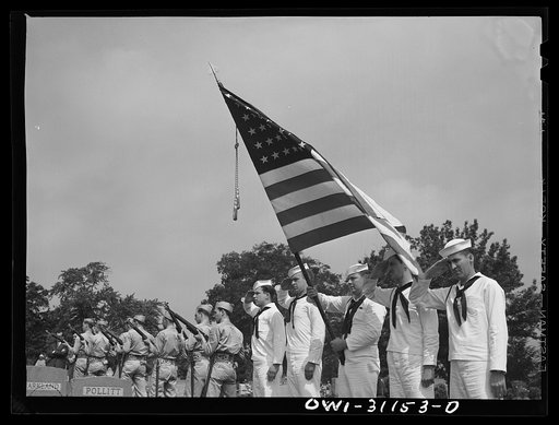 Baltimore, Maryland. Funeral of a merchant seaman. Firing the military salute