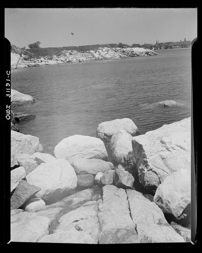 Untitled photo, possibly related to: Gloucester, Massachusetts. The New England coast, lined with great masses of rocks