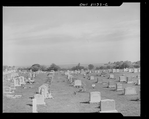 Gloucester, Massachusetts. A graveyard at Gloucester which holds the remains of many of the old whale boat captains and fishermen who lost their lives at sea