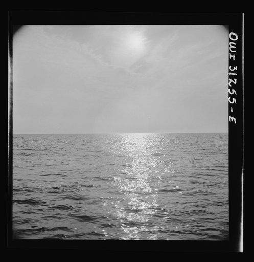 Untitled photo, possibly related to: On board the fishing boat Alden, out of Gloucester, Massachusetts. Late evening scene at sea