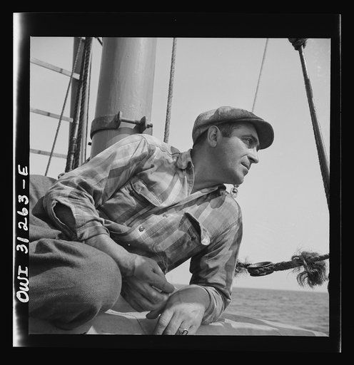 On board the fishing boat Alden out of Gloucester, Massachusetts. Vito Coppola, cook