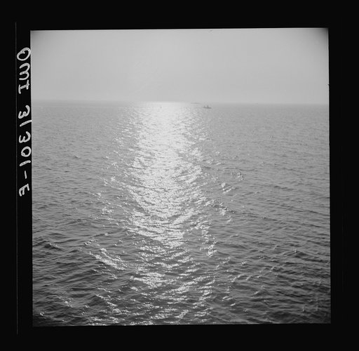 On board the fishing boat Alden, out of Gloucester, Massachusetts. Late evening scene at sea