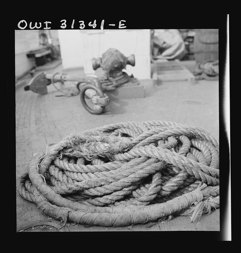 Untitled photo, possibly related to: On board the fishing boat Alden, out of Gloucester, Massachusetts. Sea gulls following the Alden at mealtime to pick up food thrown into the sea by the fishermen
