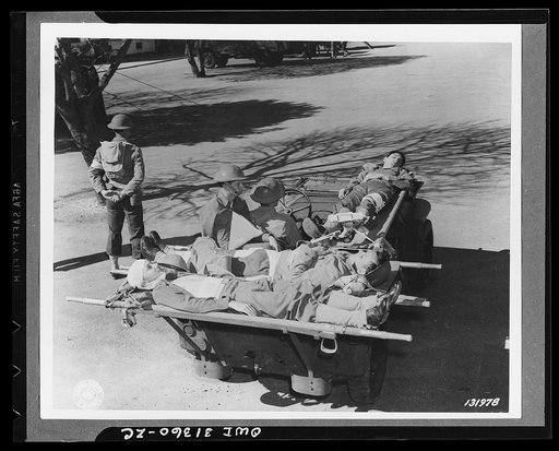 Fort Sam Houston, Texas. Soldiers testing a jeep as an emergency litter