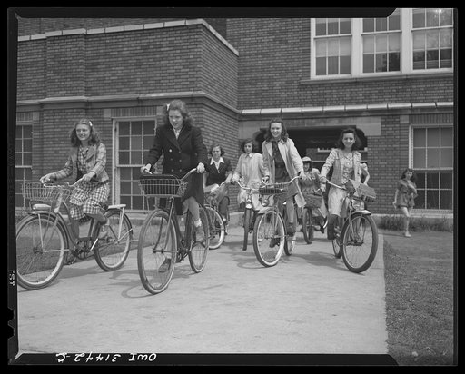 Schenectady, New York. The most popular form of transportation at the Oneida school. Boys and girls keeps their wheels in separate courts