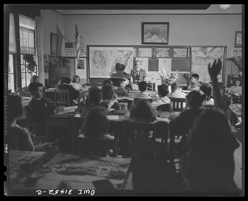 Untitled photo, possibly related to: Schenectady, New York. A section of a blueprint reading class at the Onieda School