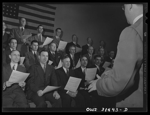 Oswego, New York. Oswego Rotary Club chorus rehearsing "The United Nations," to be sung during United Nations week