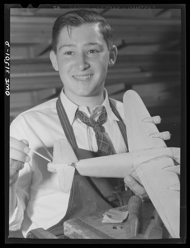 Oswego, New York. Willard DiSantis, sixteen-year old high school boy who made seventy-six model planes for the U.S. Navy, and was awarded the honarary rank of admiral