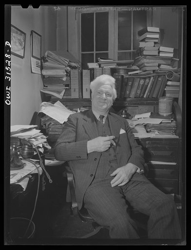 Untitled photo, possibly related to: Oswego, New York. Mr. Waterbury, publisher and part owner of Oswego's afternoon daily, the Palladium Times