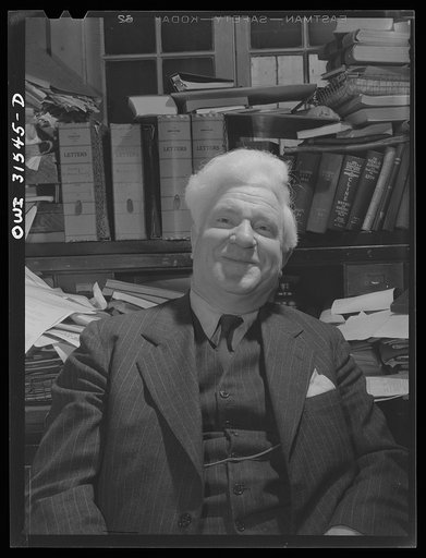 Untitled photo, possibly related to: Oswego, New York. Mr. Waterbury, publisher and part owner of Oswego's afternoon daily, the Palladium Times