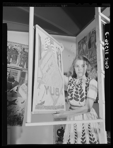 Untitled photo, possibly related to: Washington, D.C. National exhibit at the Library of Congress of paintings, photographs and posters dealing with aspects of the war, made by high school students from all over the country
