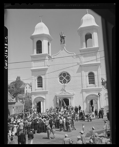 Gloucester, Massachusetts. The fiesta of Pentacost, celebrated before the Church of Our Lady of Good Voyage