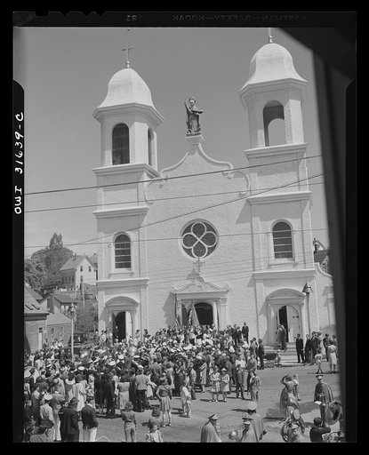 Gloucester, Massachusetts. The fiesta of Pentacost, celebrated before the Church of Our Lady of Good Voyage