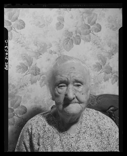 Gloucester, Massachusettes. Mrs. Mary Machado, ninety-seven-year-old grandmother of eleven men in the armed forces