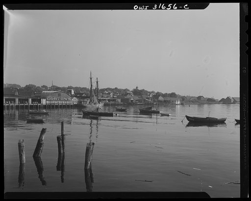 Gloucester fishing wharfs in the late evening. Gloucester, Massachusetts