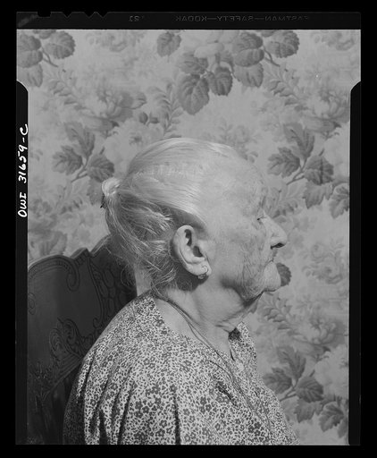 Gloucester, Massachusetts. Mrs. Mary Machado, ninety-seven year old grandmother of eleven men in the armed forces